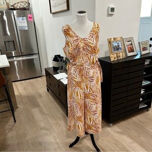 Dalia Mustard and White Printed Wide-Leg Jumpsuit